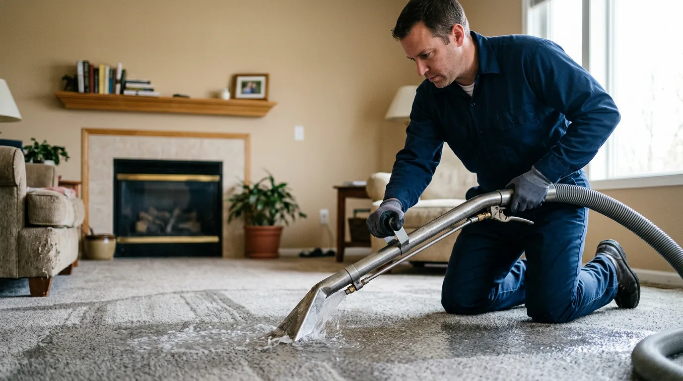 Water damage restoration technician working near Shelburne Falls, MA